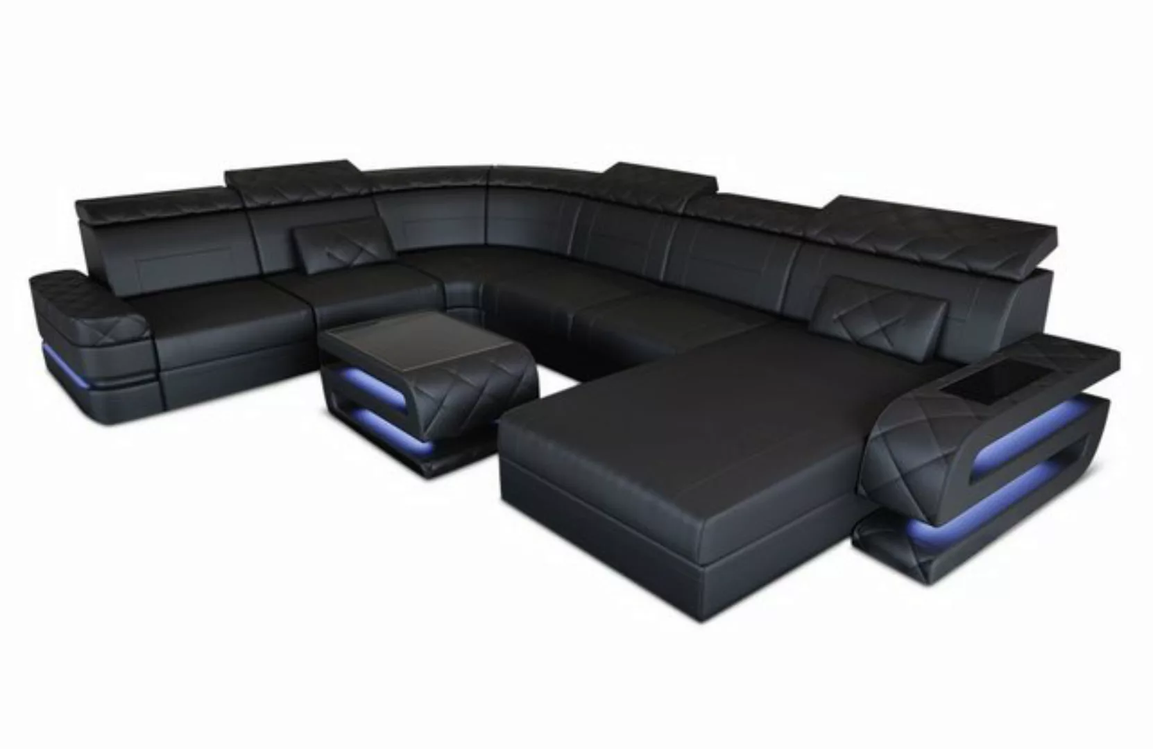 Sofa Dreams Wohnlandschaft Ledersofa Bologna XXL U Form Leder Sofa, Couch, günstig online kaufen