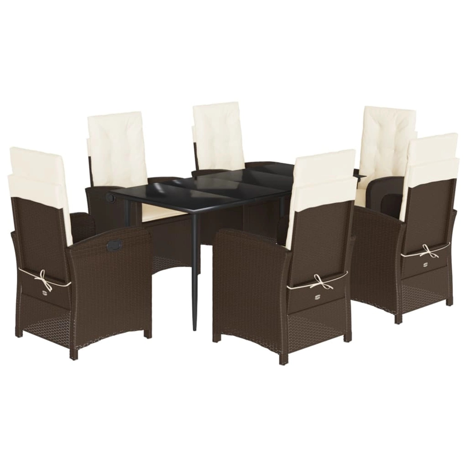 vidaXL 7-Tlg Garten-Essgruppe mit Kissen Braun Poly Rattan 3212335 günstig online kaufen
