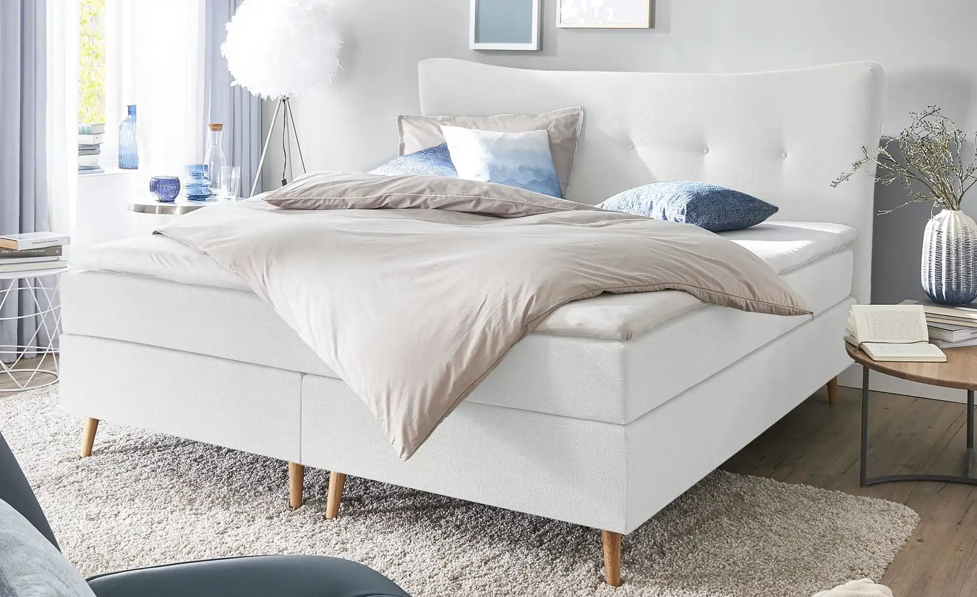 Boxspringbett  Ferill ¦ grau ¦ Maße (cm): B: 197 H: 122 Betten > Boxspringb günstig online kaufen