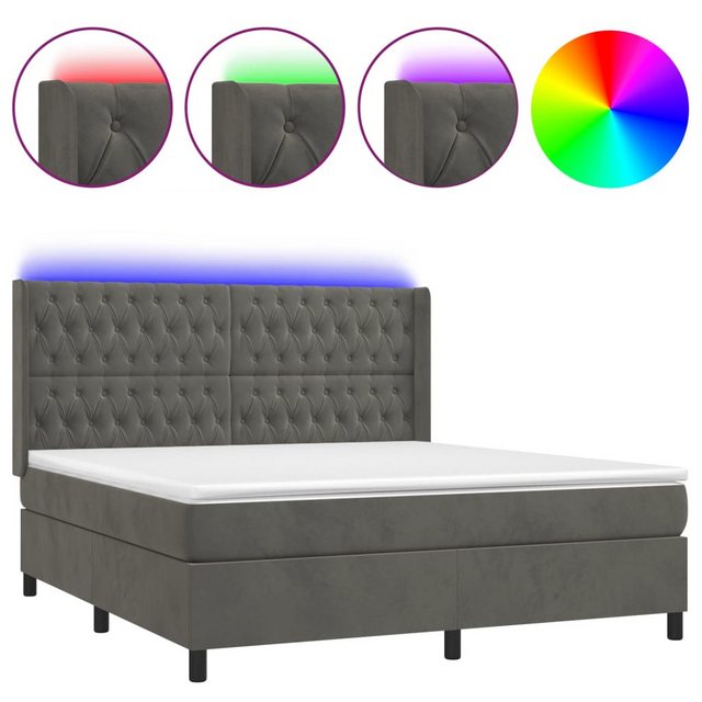 vidaXL Boxspringbett Boxspringbett mit Matratze und LED Samt (160 x 200 cm, günstig online kaufen