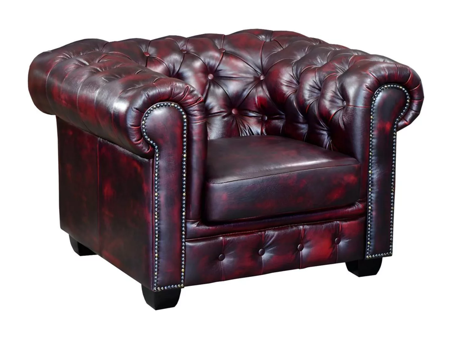 Chesterfield Ledersessel - Büffelleder - Rotbraun - BRENTON günstig online kaufen