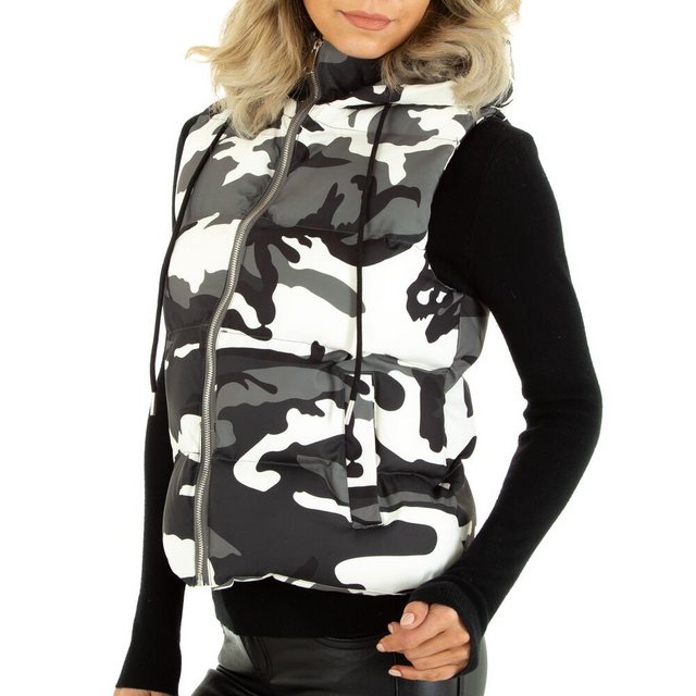 Ital-Design Longweste Damen Freizeit Kapuze Animal Print Gefüttert Winterja günstig online kaufen