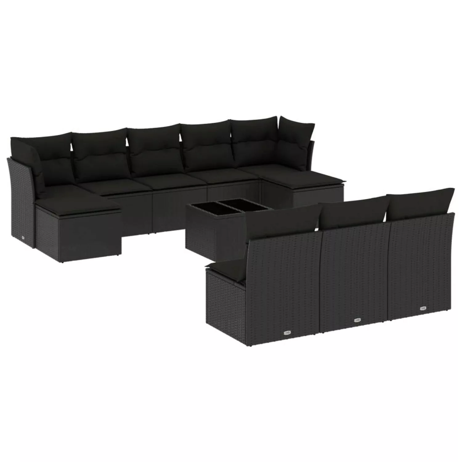 vidaXL 11-tlg Garten-Sofagarnitur mit Kissen Schwarz Poly Rattan Modell 7 günstig online kaufen