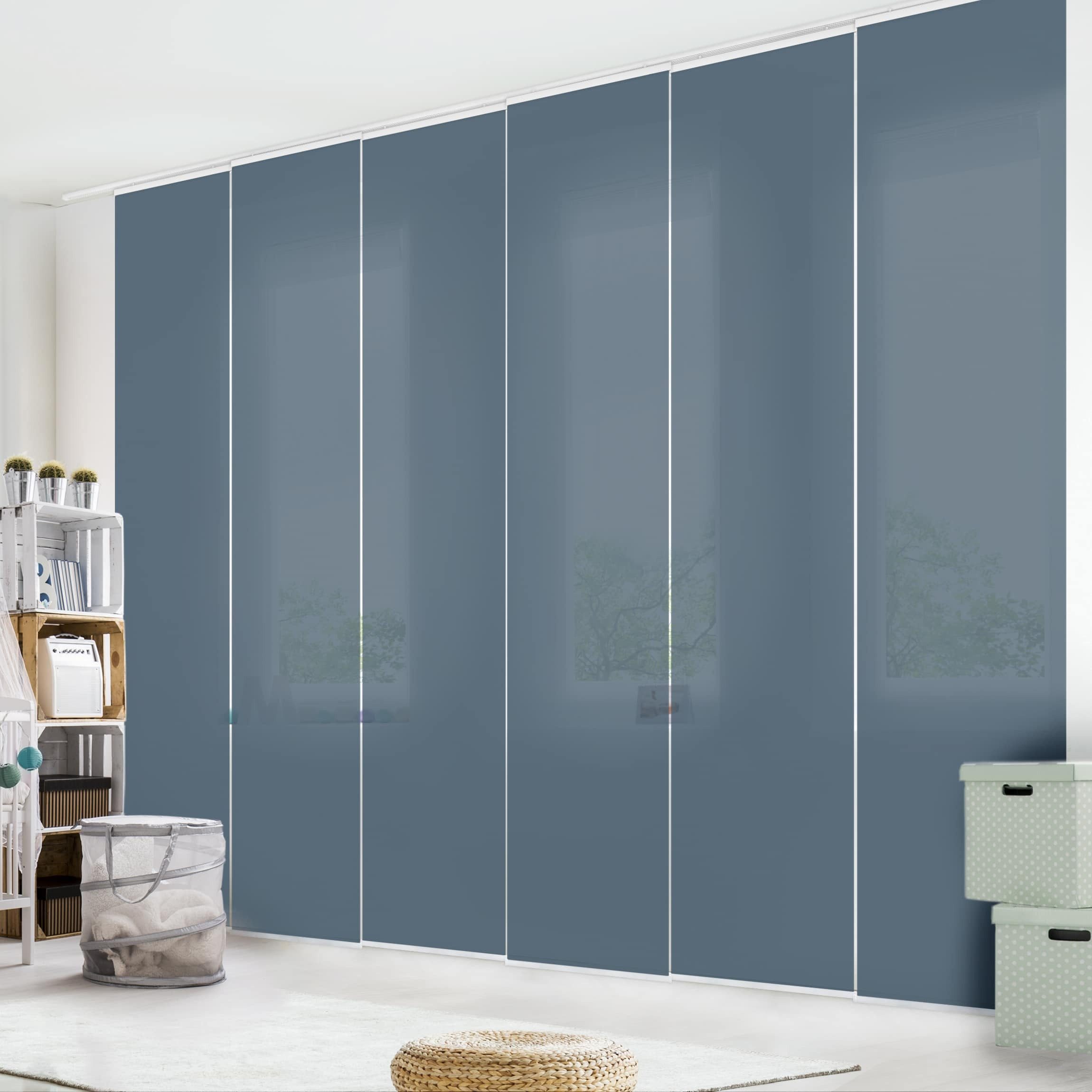 Bilderdepot24 Schiebegardine modern Flächenvorhang blickdicht Schieferblau, günstig online kaufen