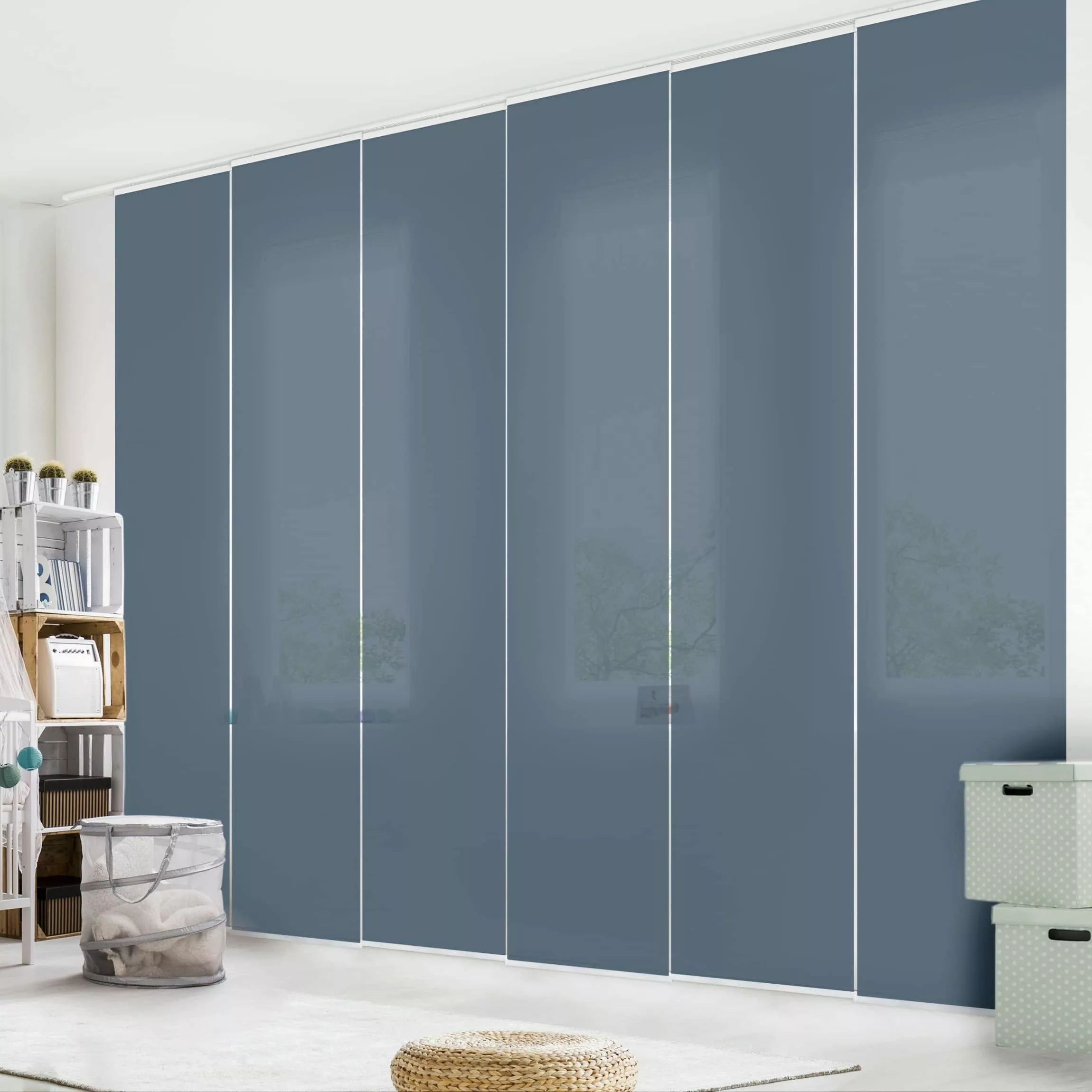 Bilderdepot24 Schiebegardine modern Flächenvorhang blickdicht Schieferblau, günstig online kaufen