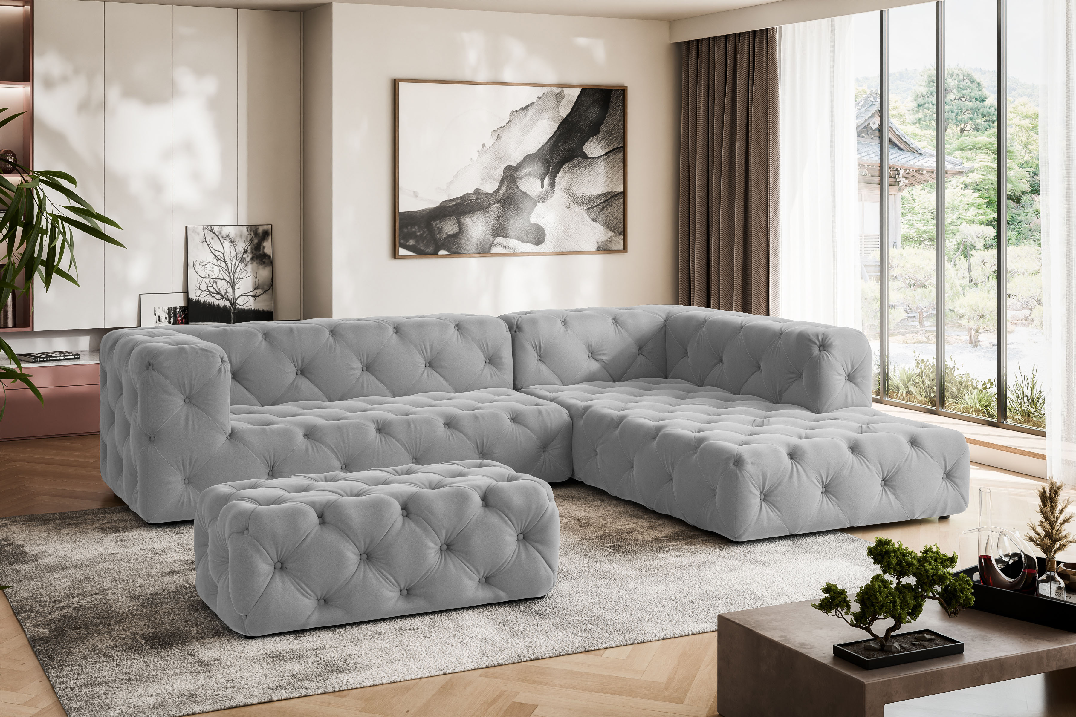Places of Style Ecksofa "FOLLINA", L-Form, mit klassischer Chesterfield-Kno günstig online kaufen