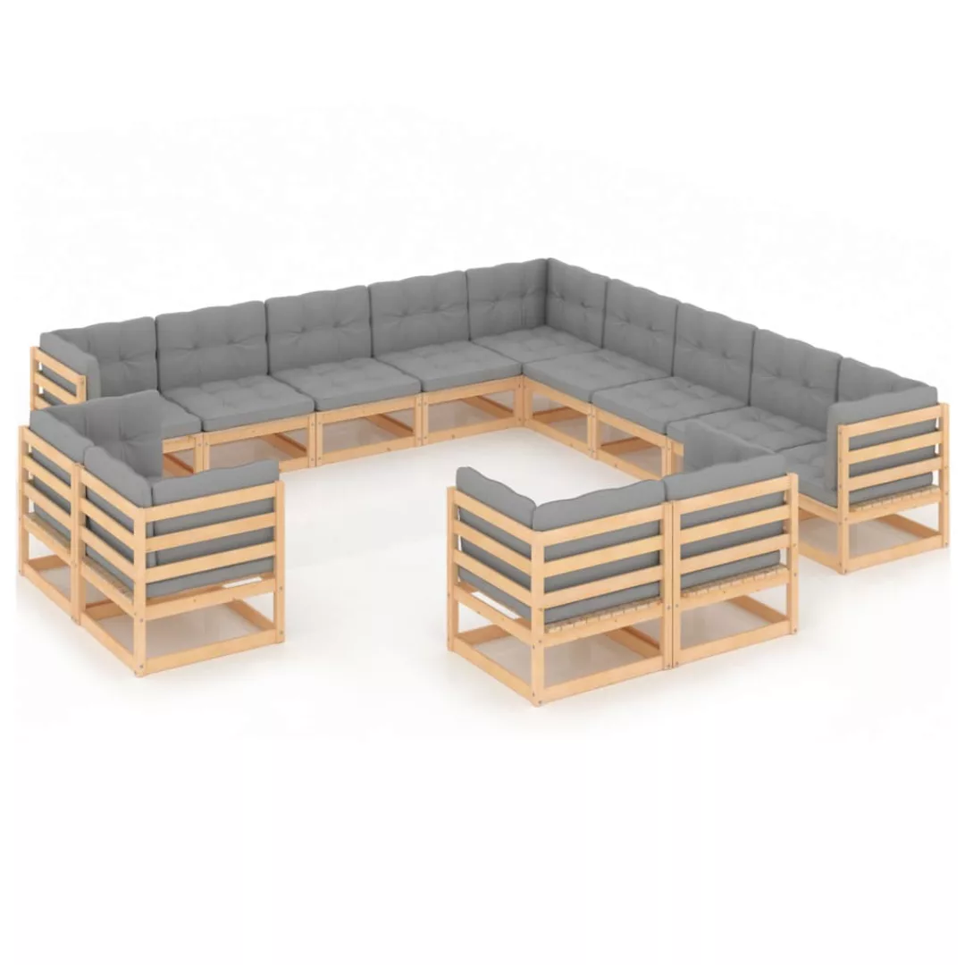 13-tlg. Garten-lounge-set Mit Kissen Kiefer Massivholz günstig online kaufen