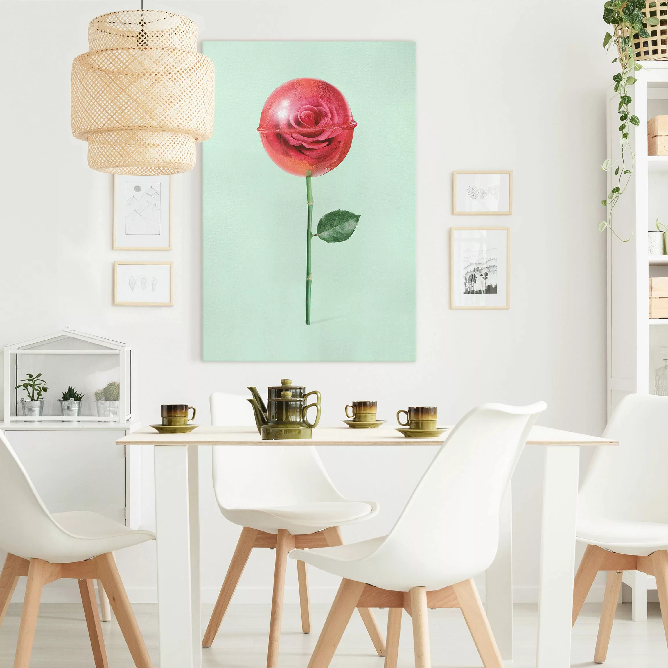 Leinwandbild Rose mit Lollipop günstig online kaufen