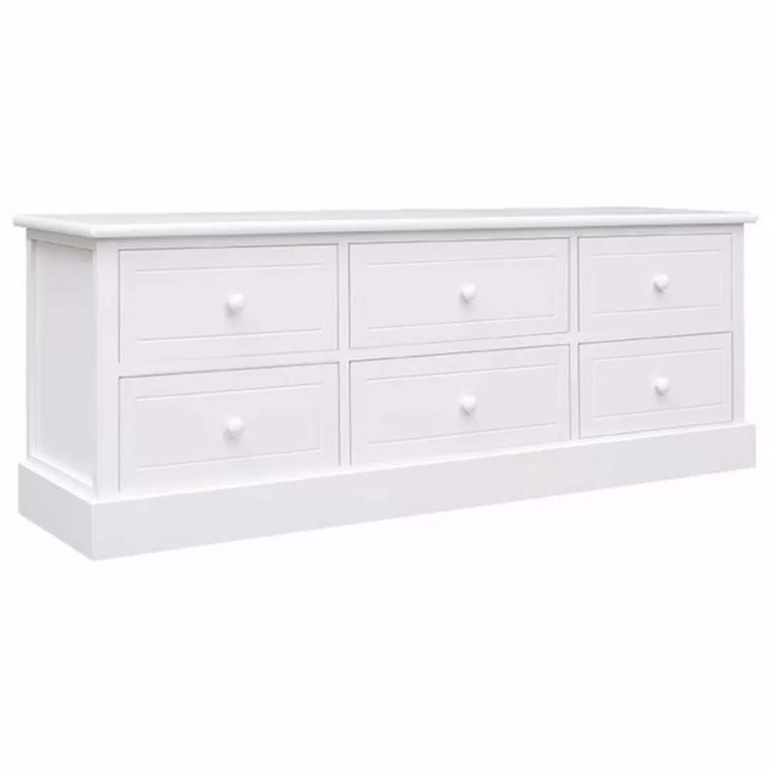 furnicato TV-Schrank Weiß 108x30x40 cm Massivholz Paulownia günstig online kaufen