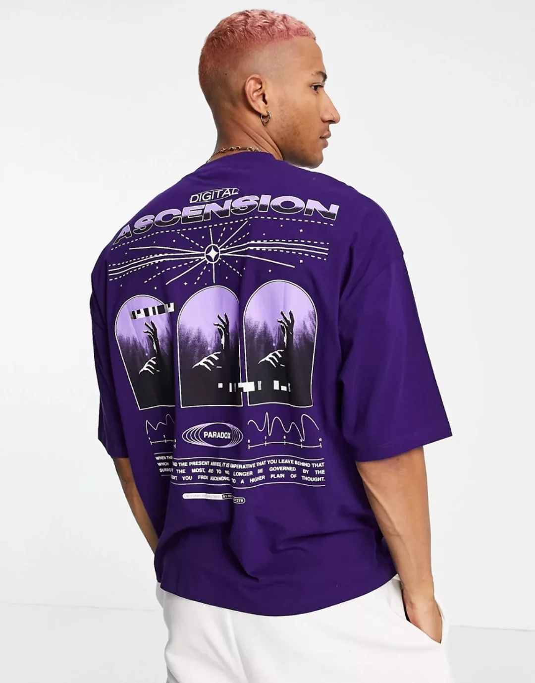 ASOS DESIGN – Oversized-T-Shirt in Lila mit Rückenprint günstig online kaufen
