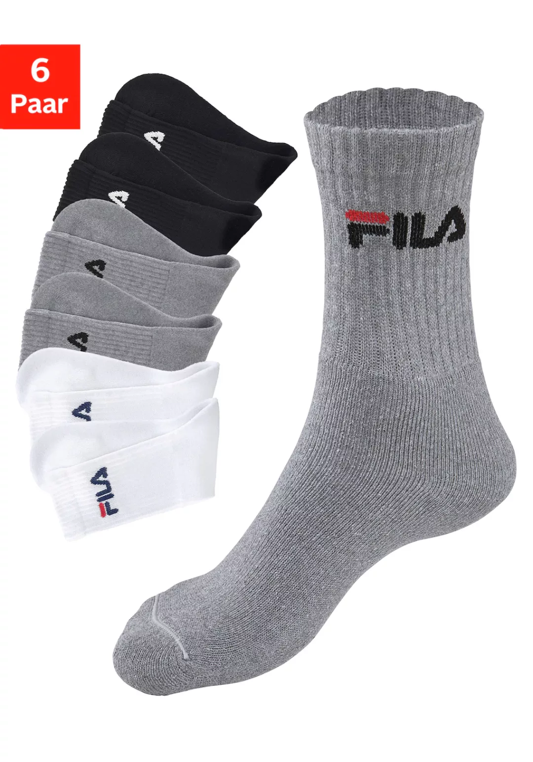 Fila Tennissocken, (6er Pack), mit eingestricktem Logo günstig online kaufen