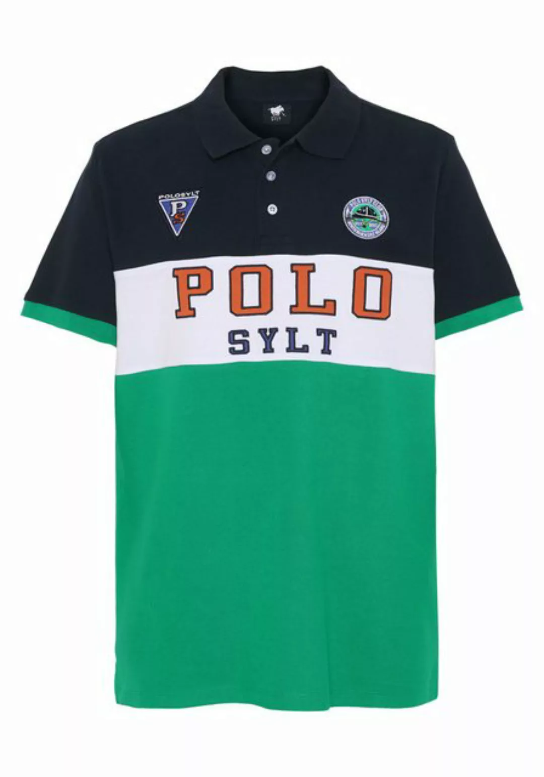 Polo Sylt Poloshirt mit Blockstreifen und Patches günstig online kaufen