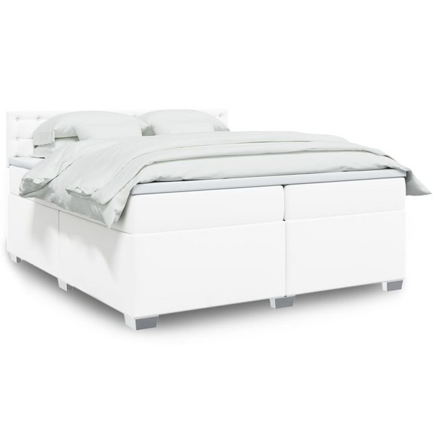 furnicato Bettgestell Boxspringbett mit Matratze Weiß 200x200 cm Kunstleder günstig online kaufen