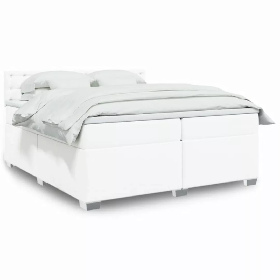 furnicato Bettgestell Boxspringbett mit Matratze Weiß 200x200 cm Kunstleder günstig online kaufen