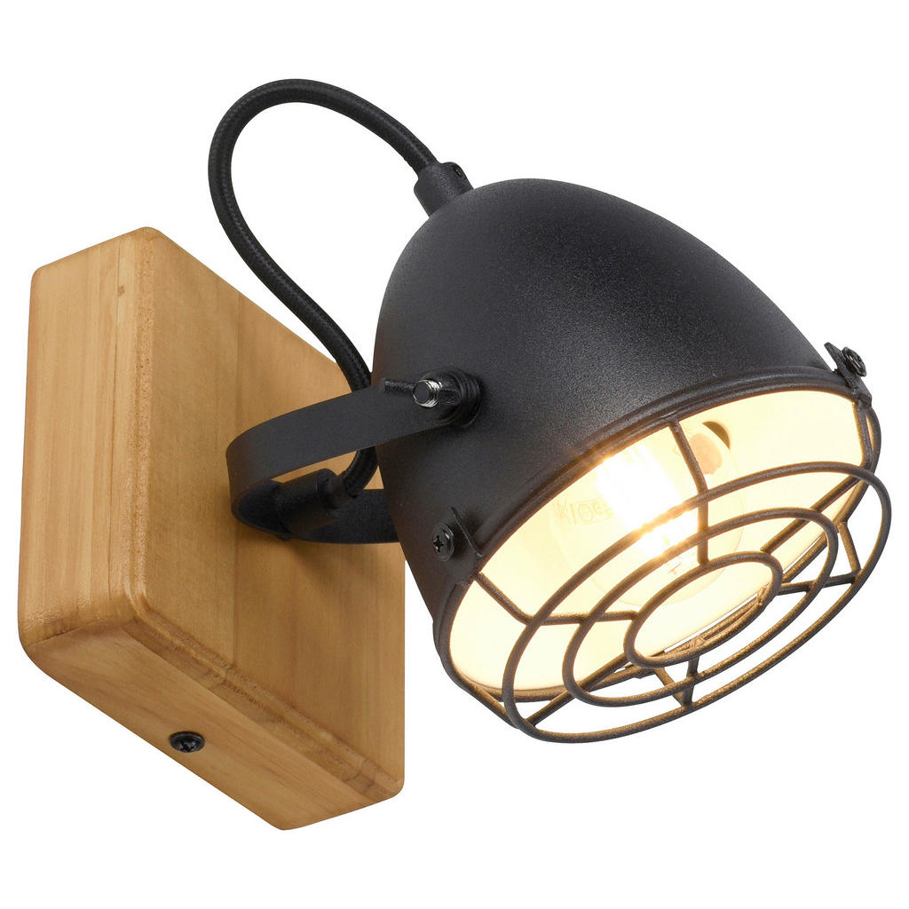 Just Light Spot BEETLE 15171-18 schwarz natur Holz Metall B/H/T: ca. 11,5x2 günstig online kaufen