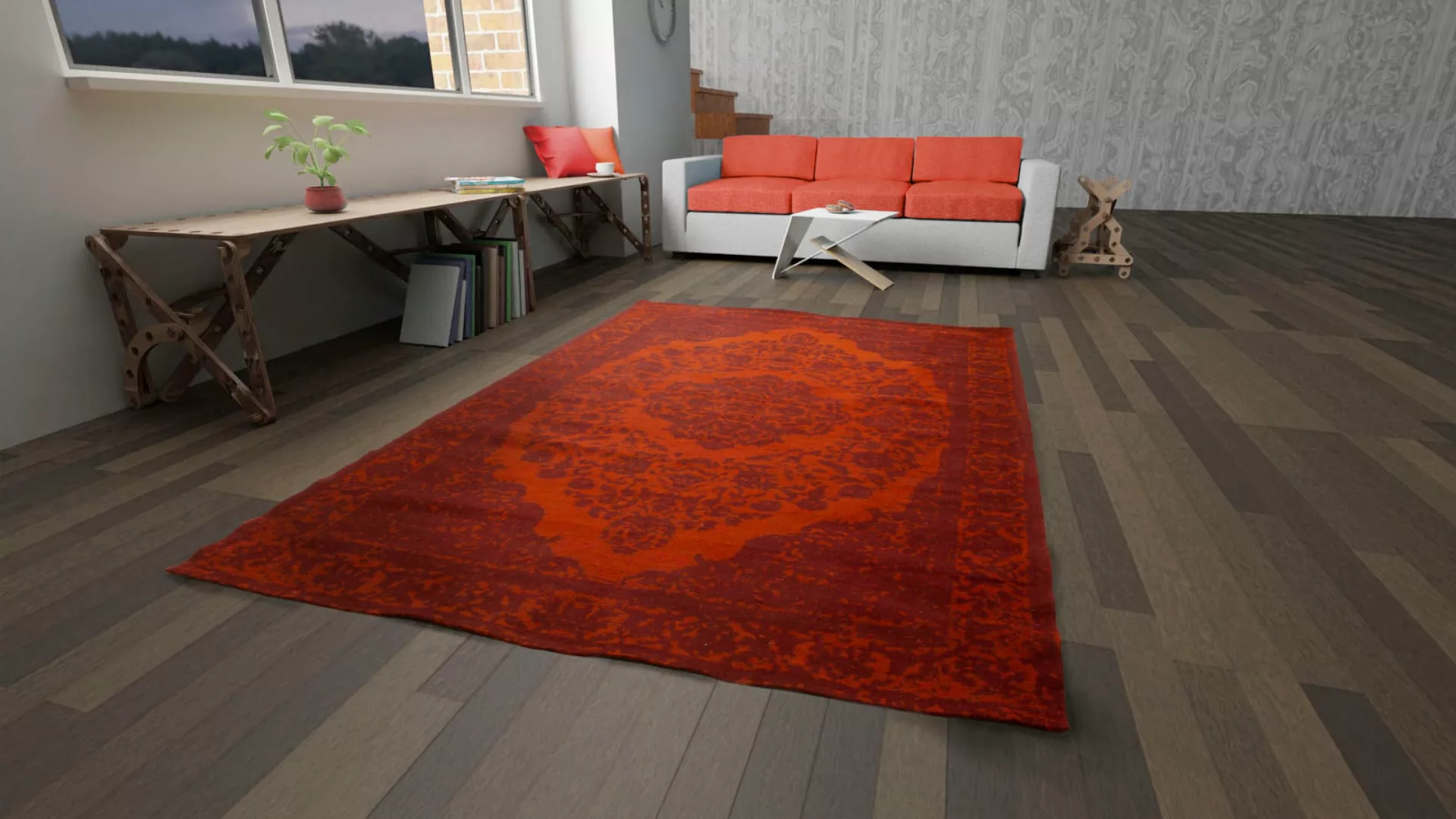 morgenland Teppich »Vintage Teppich handgetuftet rot«, rechteckig, Vintage günstig online kaufen