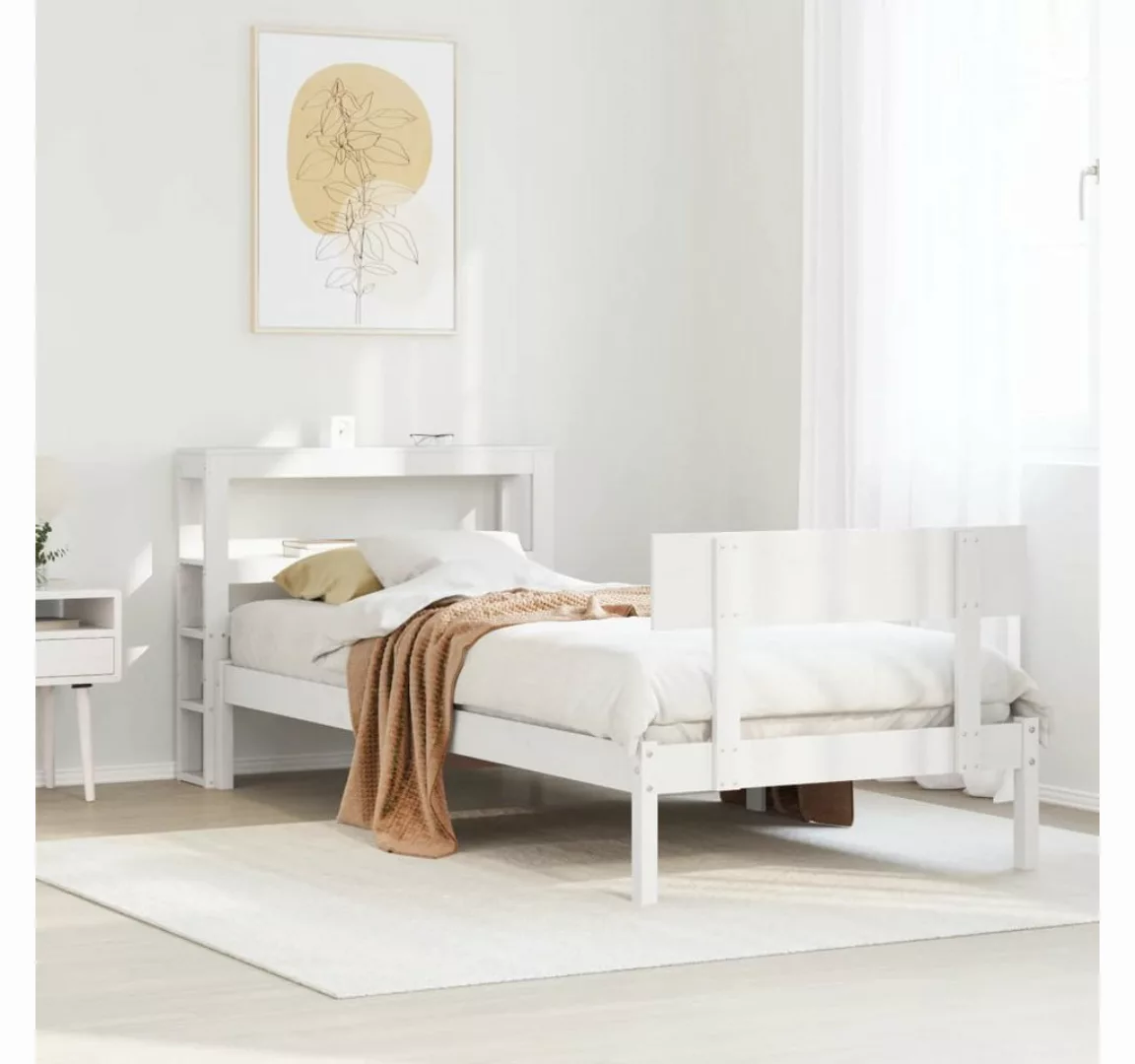 vidaXL Bett, Massivholzbett ohne Matratze Weiß 100x200 cm Kiefernholz günstig online kaufen