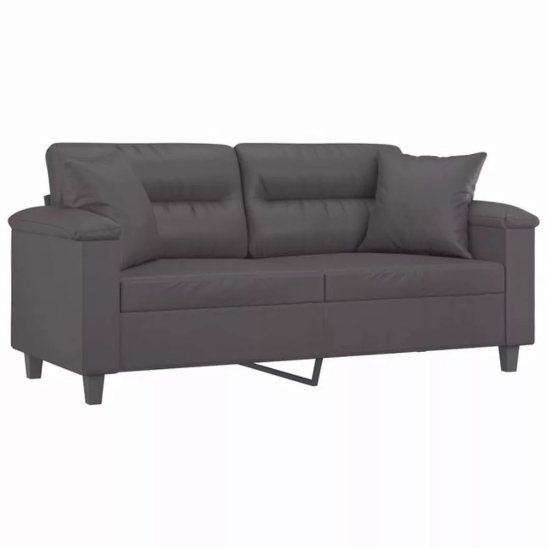 vidaXL Sofa 2-Sitzer-Sofa mit Zierkissen Grau 140 cm Kunstleder günstig online kaufen