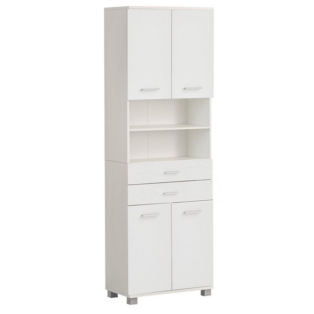 Lomadox Hochschrank PROVIDENCE-80 Badschrank, 60 cm breit, weiß matt, 4-tür günstig online kaufen