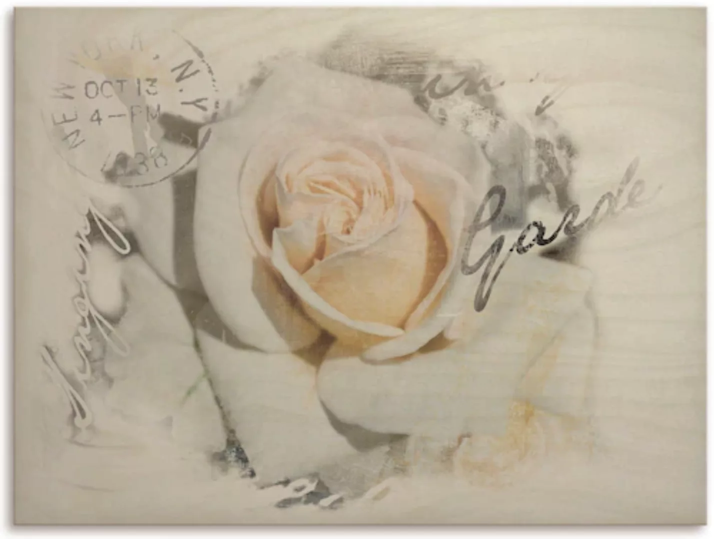 Artland Holzbild "In Buchstaben - Rose", Pflanzen- & Blumenbilder, (1 St.) günstig online kaufen