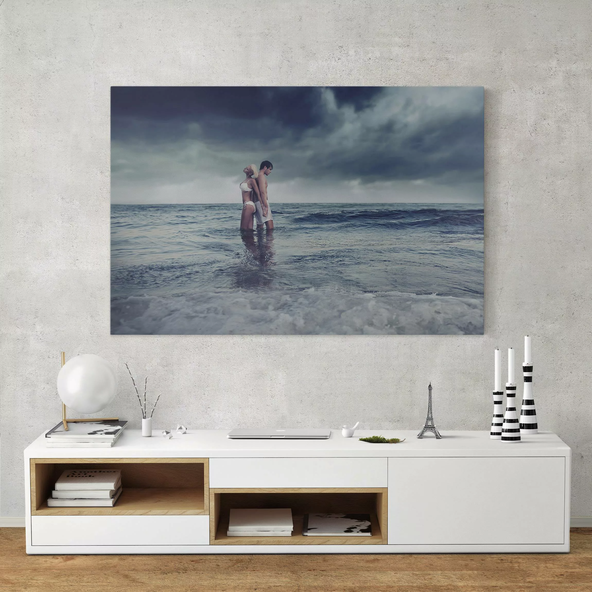 Leinwandbild Portrait - Querformat Lovers And The Sea günstig online kaufen