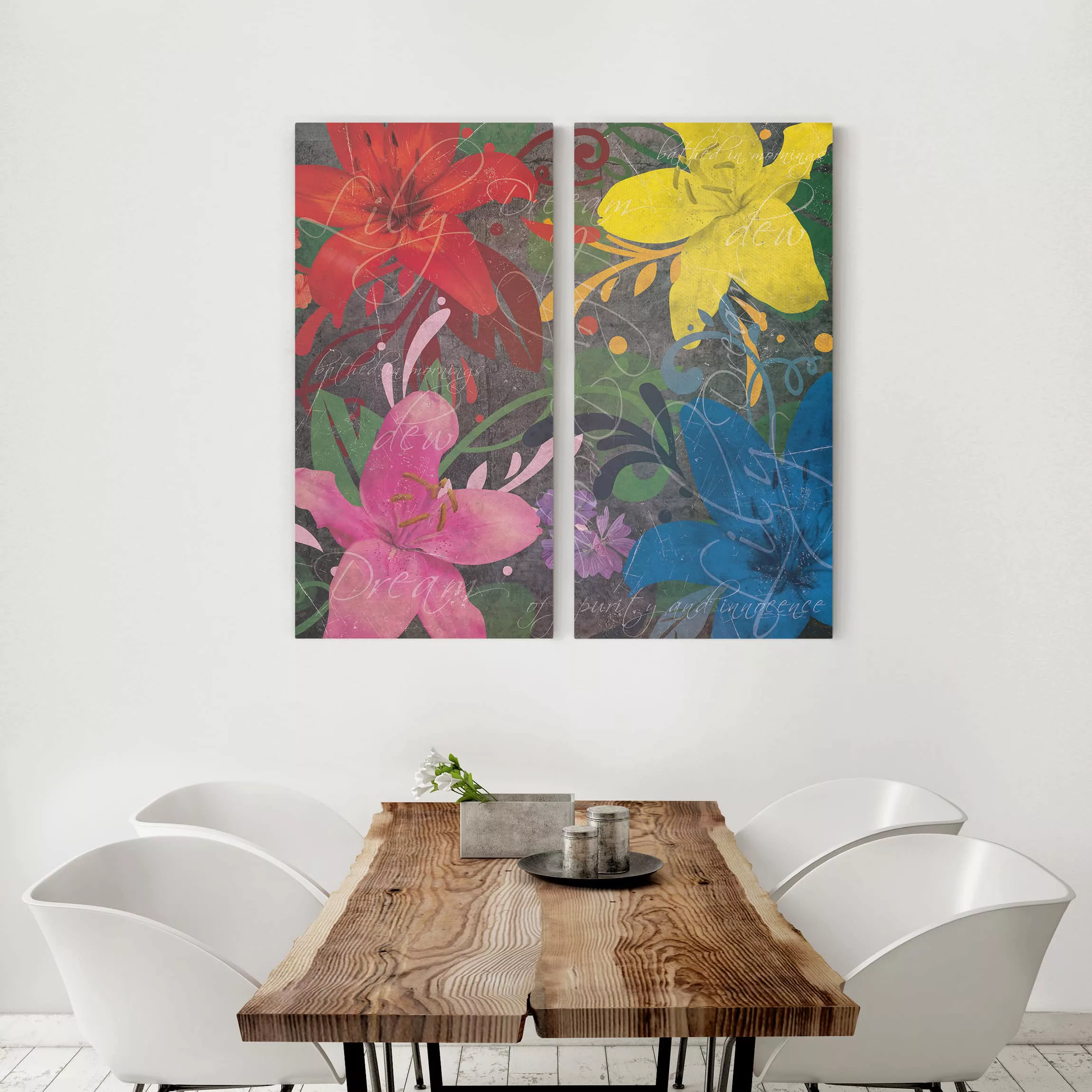 2-teiliges Leinwandbild Blumen - Hochformat Lilientraum_2 günstig online kaufen