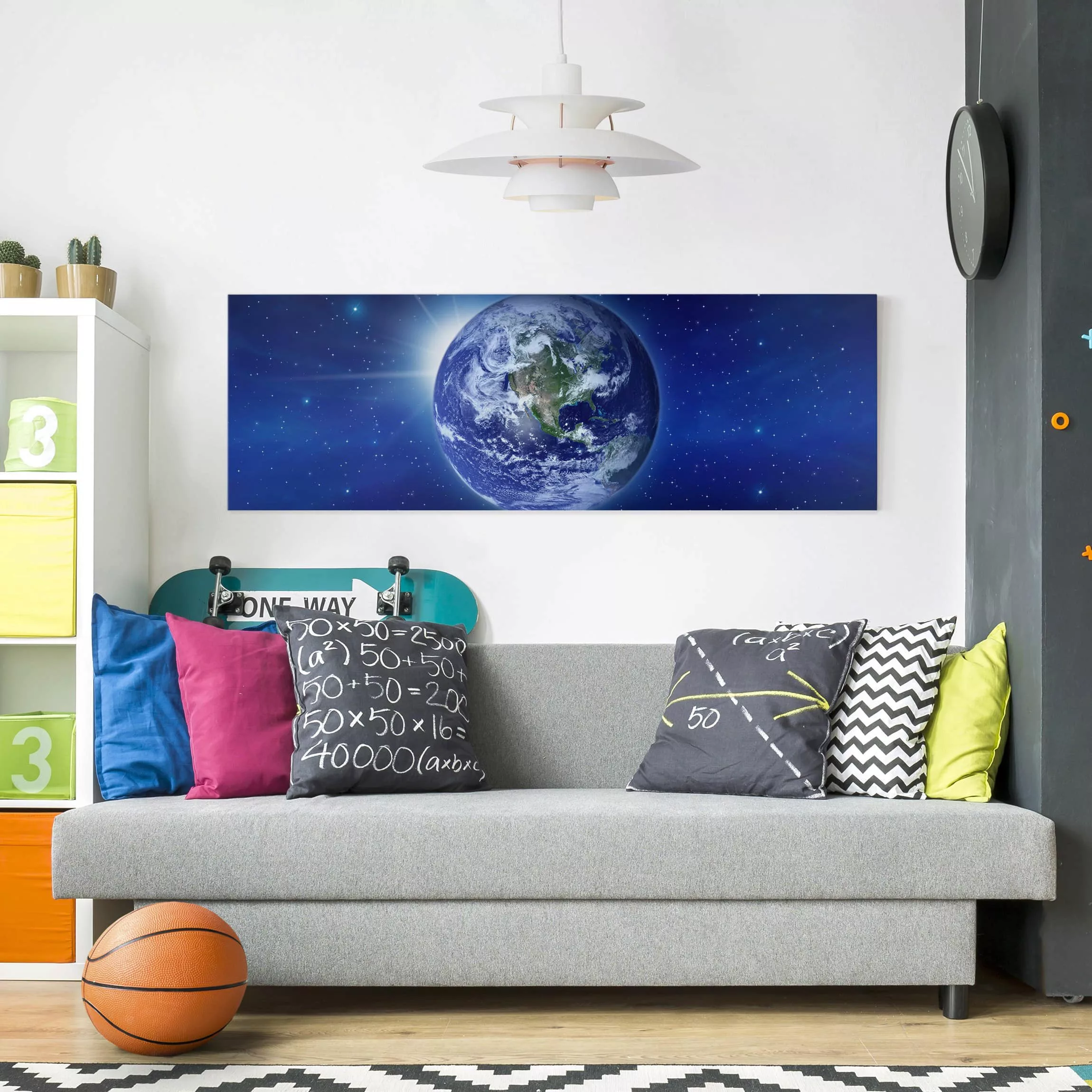 Leinwandbild Weltall - Panorama Erde im Weltall günstig online kaufen