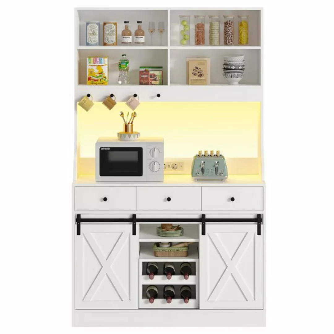 MSMASK Küchenbuffet Küchenschrank Sideboard Mehrzweckschrank mit LED-Beleuc günstig online kaufen