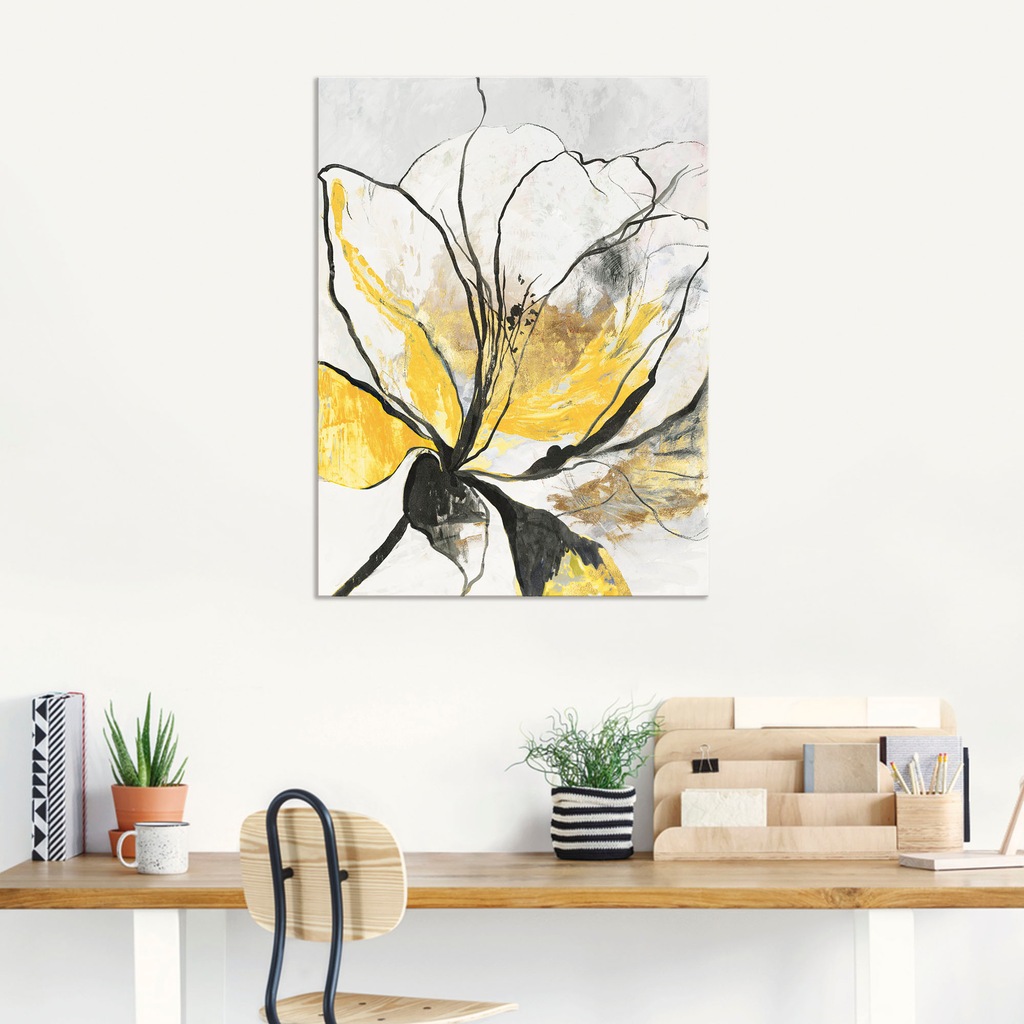 Artland Wandbild »Umrissenes Blumenmuster I gelbe Version«, Blumenbilder, ( günstig online kaufen