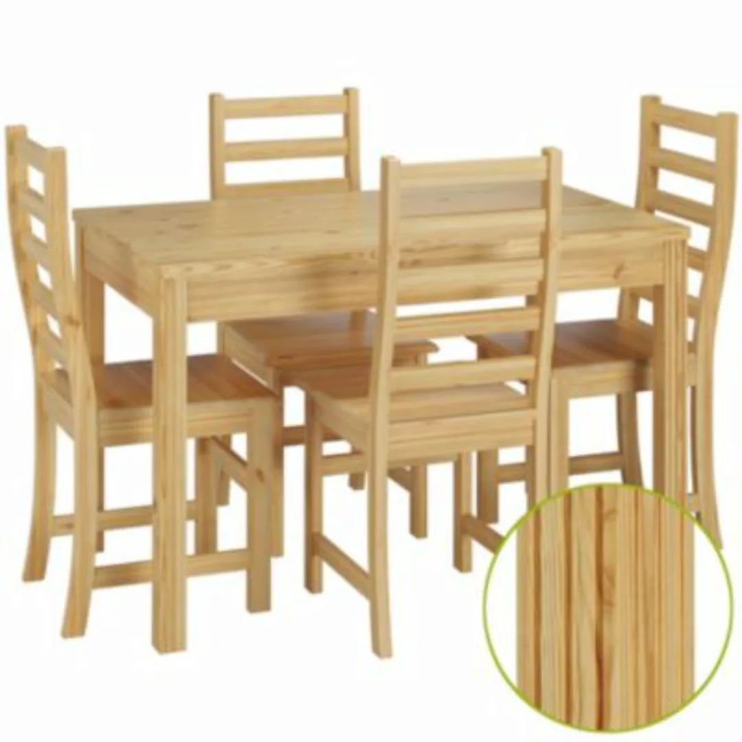 Erst-Holz® Essgruppe Vier mit Tisch und modernen Stühlen Kiefer Massivholz günstig online kaufen