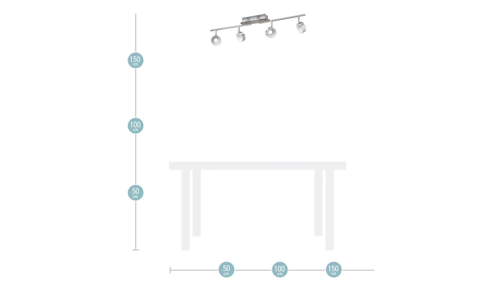 KHG LED-Spot, 4-flammig Nickel matt ¦ silber ¦ Maße (cm): B: 83,5 H: 18,5 T günstig online kaufen