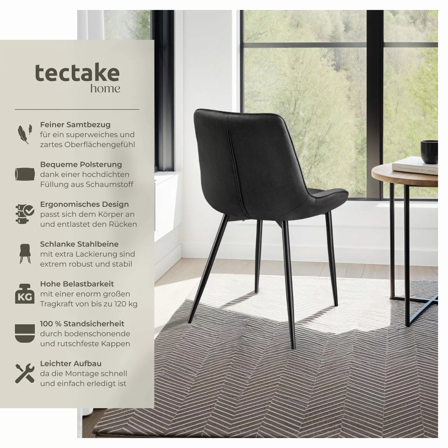 tectake Esszimmerstuhl Set Stuhl Monroe Samtoptik günstig online kaufen