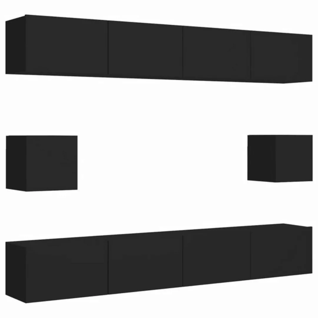 vidaXL TV-Schrank 6-tlg TV-Schrank-Set Schwarz Spanplatte TV-Konsole für Fe günstig online kaufen