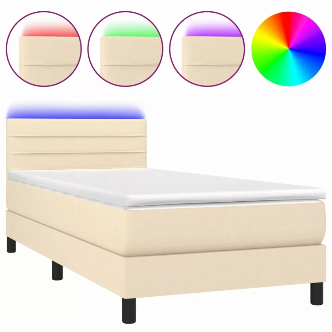 Vidaxl Boxspringbett Mit Matratze & Led Creme 90x200 Cm Stoff günstig online kaufen