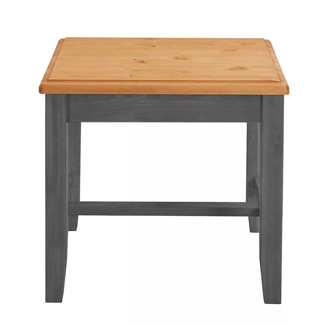 Holzhocker massiv in Kiefer Laugenfarben und Grau 41 cm hoch günstig online kaufen