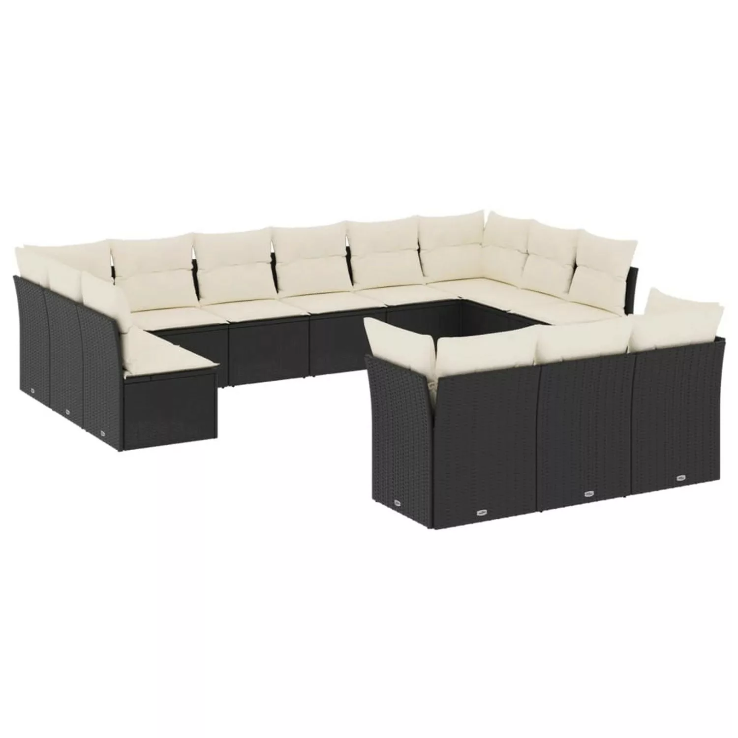 vidaXL 13-tlg Garten-Sofagarnitur mit Kissen Schwarz Poly Rattan Modell 16 günstig online kaufen