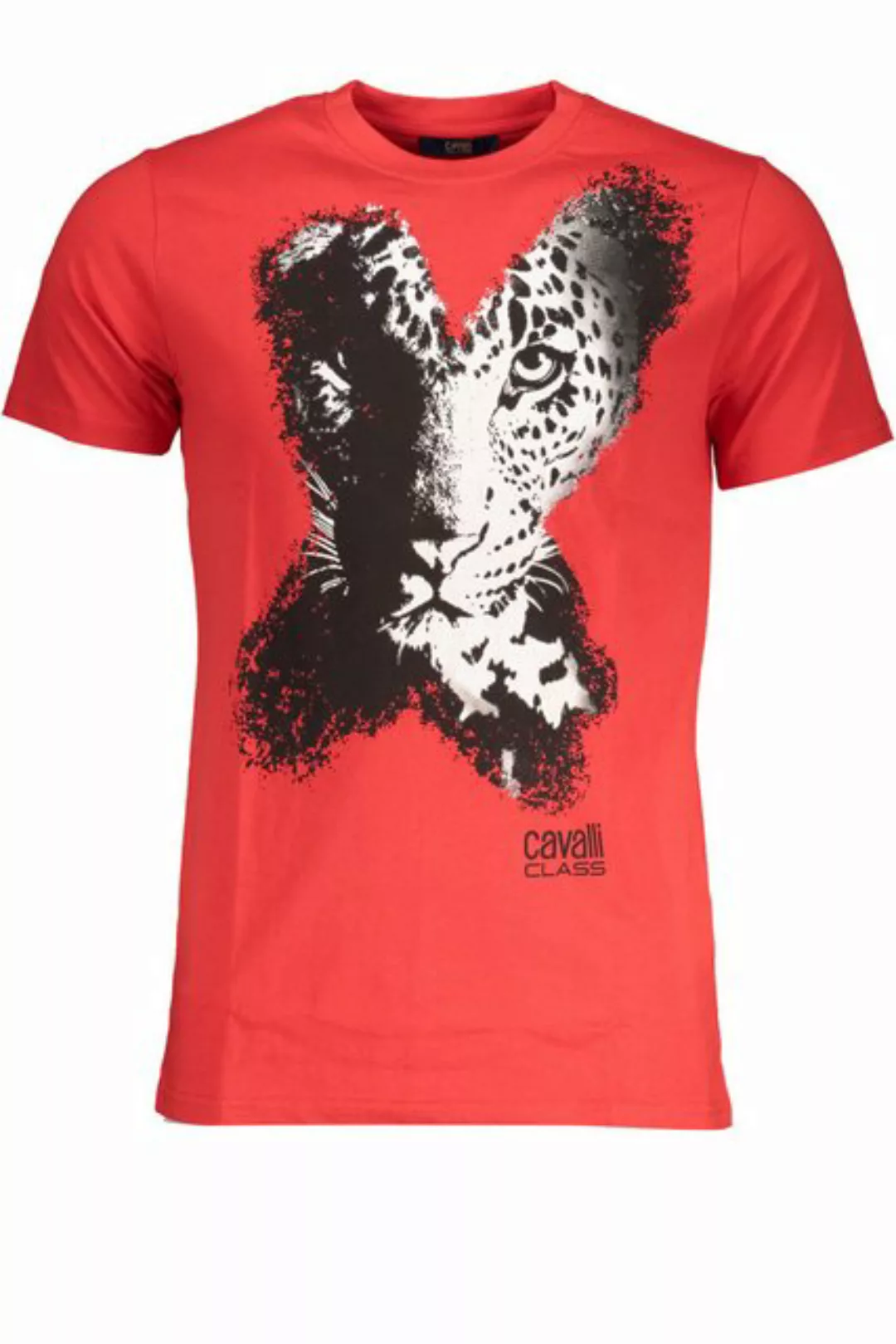 Cavalli Class T-Shirt Rotes Herren Kurzarmshirt mit Rundhals & günstig online kaufen