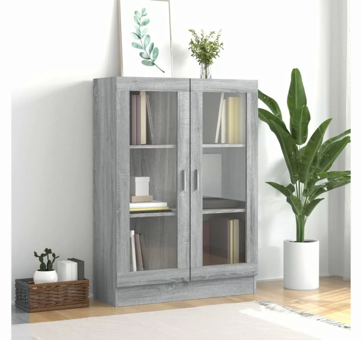 vidaXL Vitrine Vitrine Regal Highboard Vitrinenschrank Grau Sonoma 82,5x30, günstig online kaufen