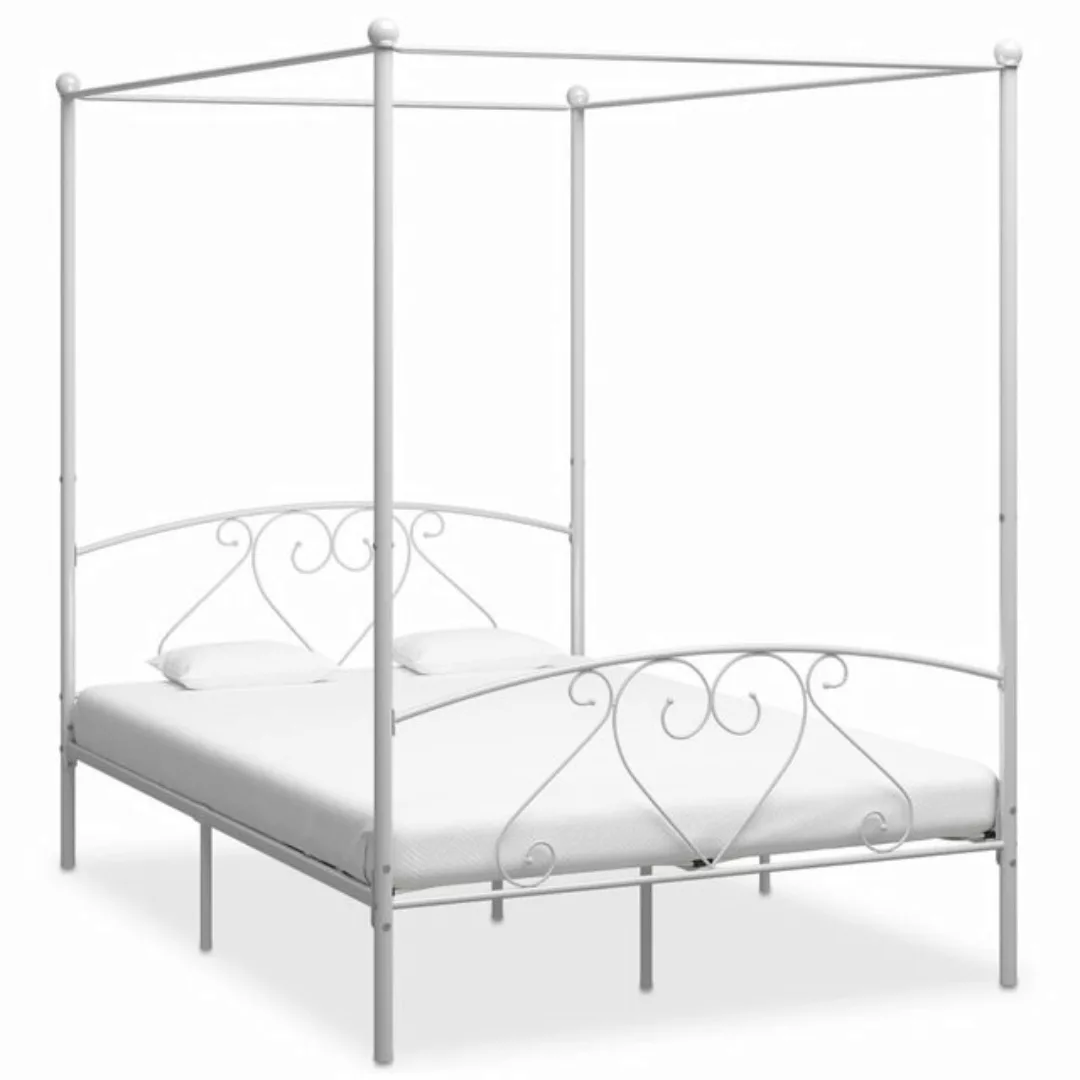 vidaXL Himmelbett Himmelbett-Gestell Weiß Metall 160 x 200 cm Bett Bettrahm günstig online kaufen