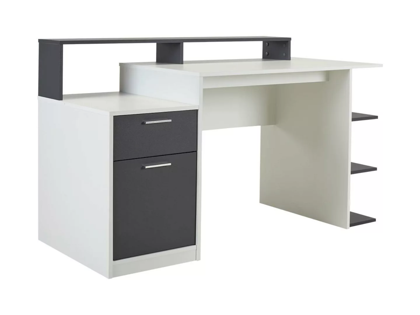 Schreibtisch mit Stauraum - Weiß & Grau - ZACHARIE günstig online kaufen