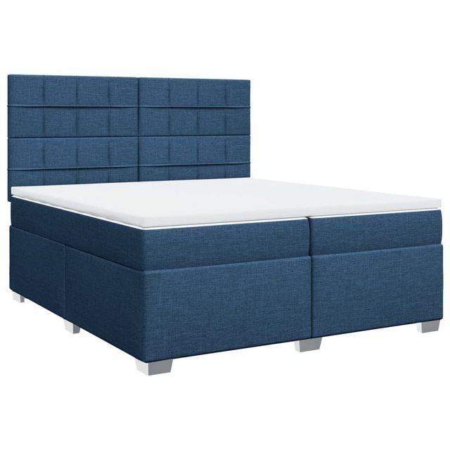 vidaXL Bett Boxspringbett mit Matratze Blau 200x200 cm Stoff günstig online kaufen