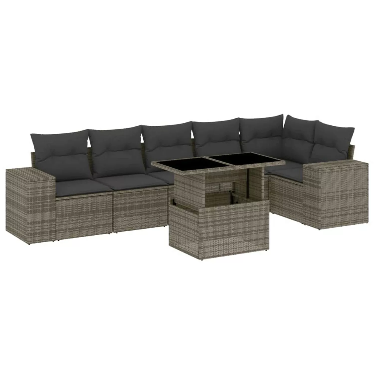 vidaXL 7-tlg Garten-Sofagarnitur mit Kissen Grau Poly Rattan Modell 174 günstig online kaufen