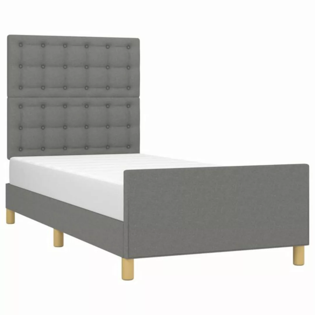 vidaXL Bett Bettgestell mit Kopfteil Dunkelgrau 80x200 cm Stoff günstig online kaufen