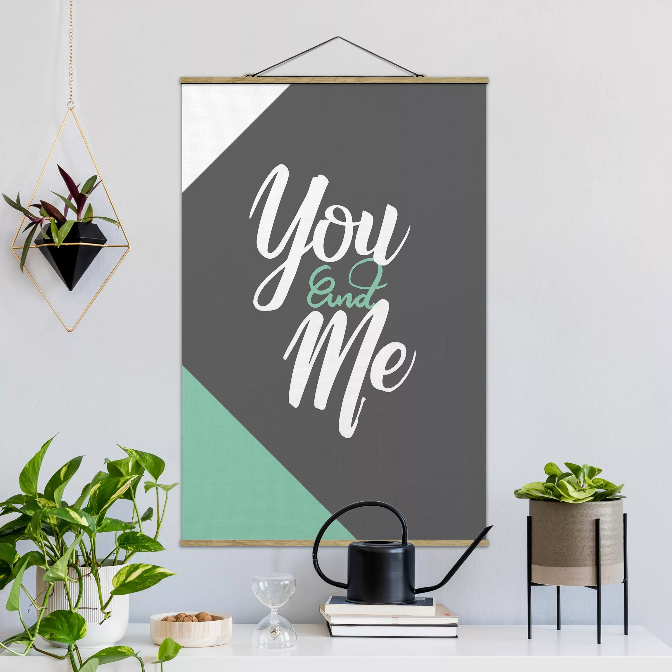 Stoffbild mit Posterleisten You and Me Grafische Komposition günstig online kaufen