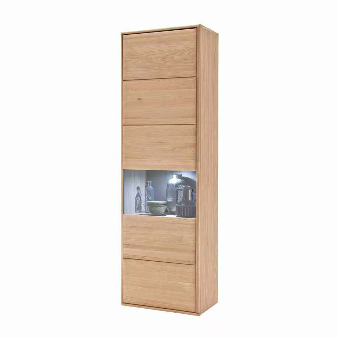 Wohnzimmer Wohnwand aus Eiche Bianco 330 cm breit (vierteilig) günstig online kaufen