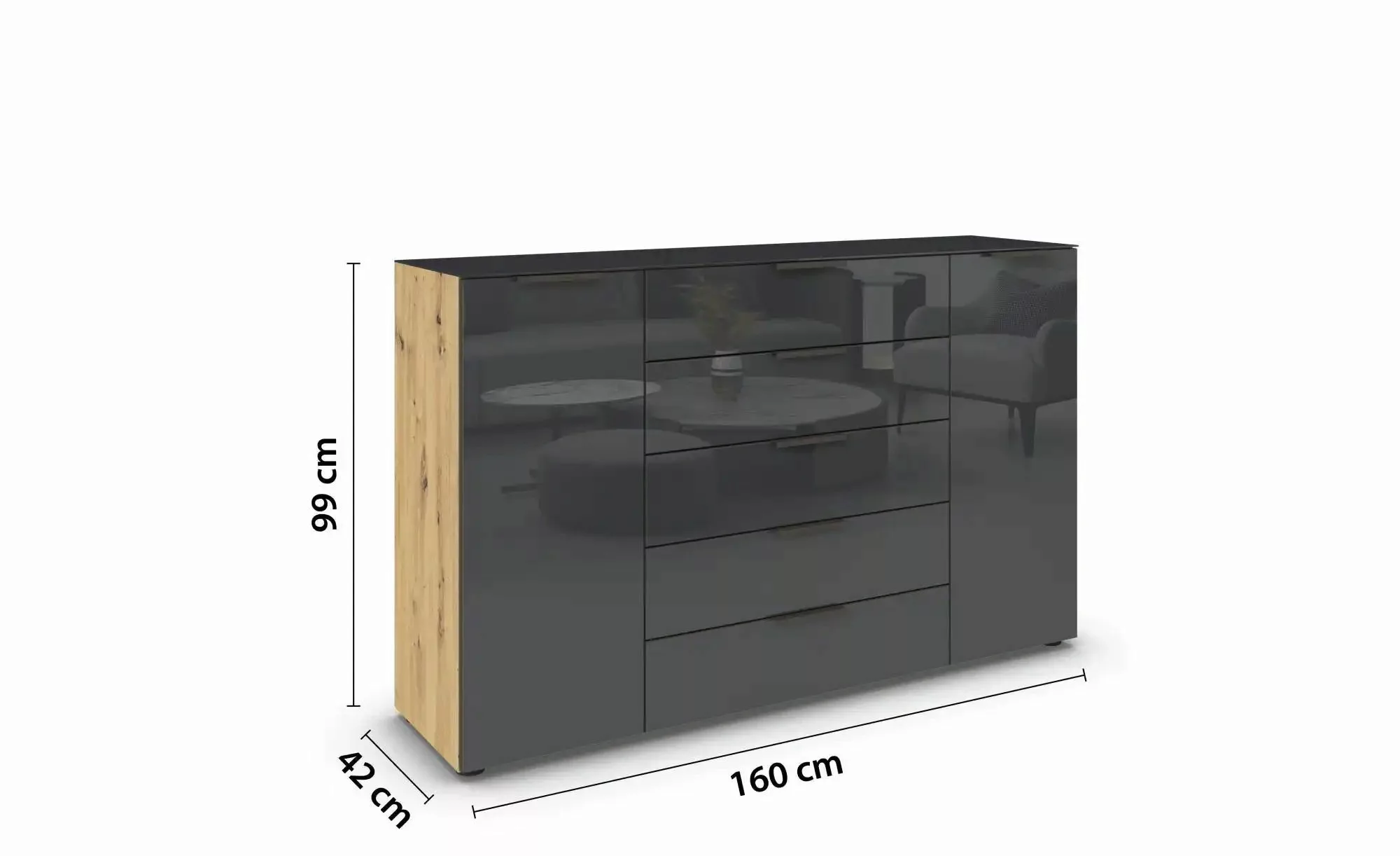 Sideboard   ¦ holzfarben ¦ Maße (cm): B: 160 H: 99 Kommoden & Sideboards > günstig online kaufen