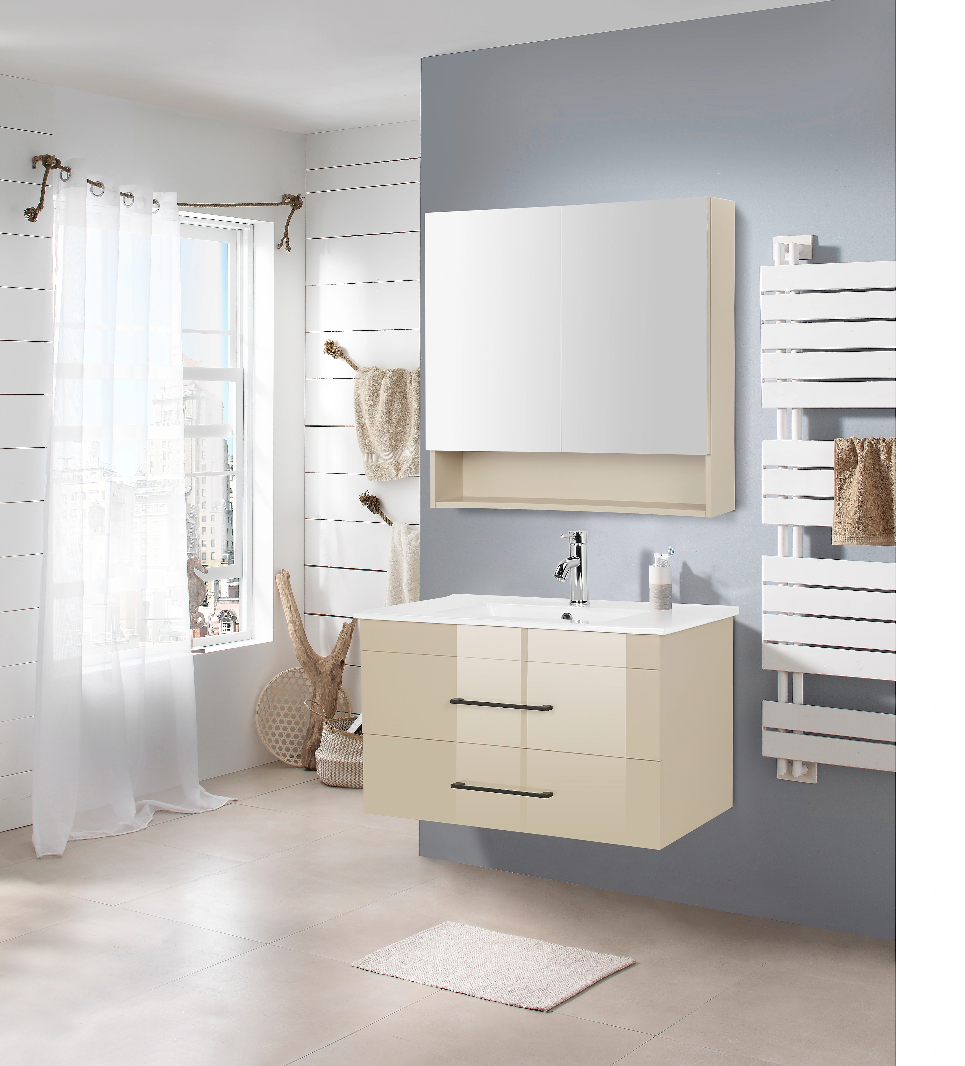 welltime Waschtisch "Florenz Badmöbel Badschrank mit Waschbecken", Waschpla günstig online kaufen