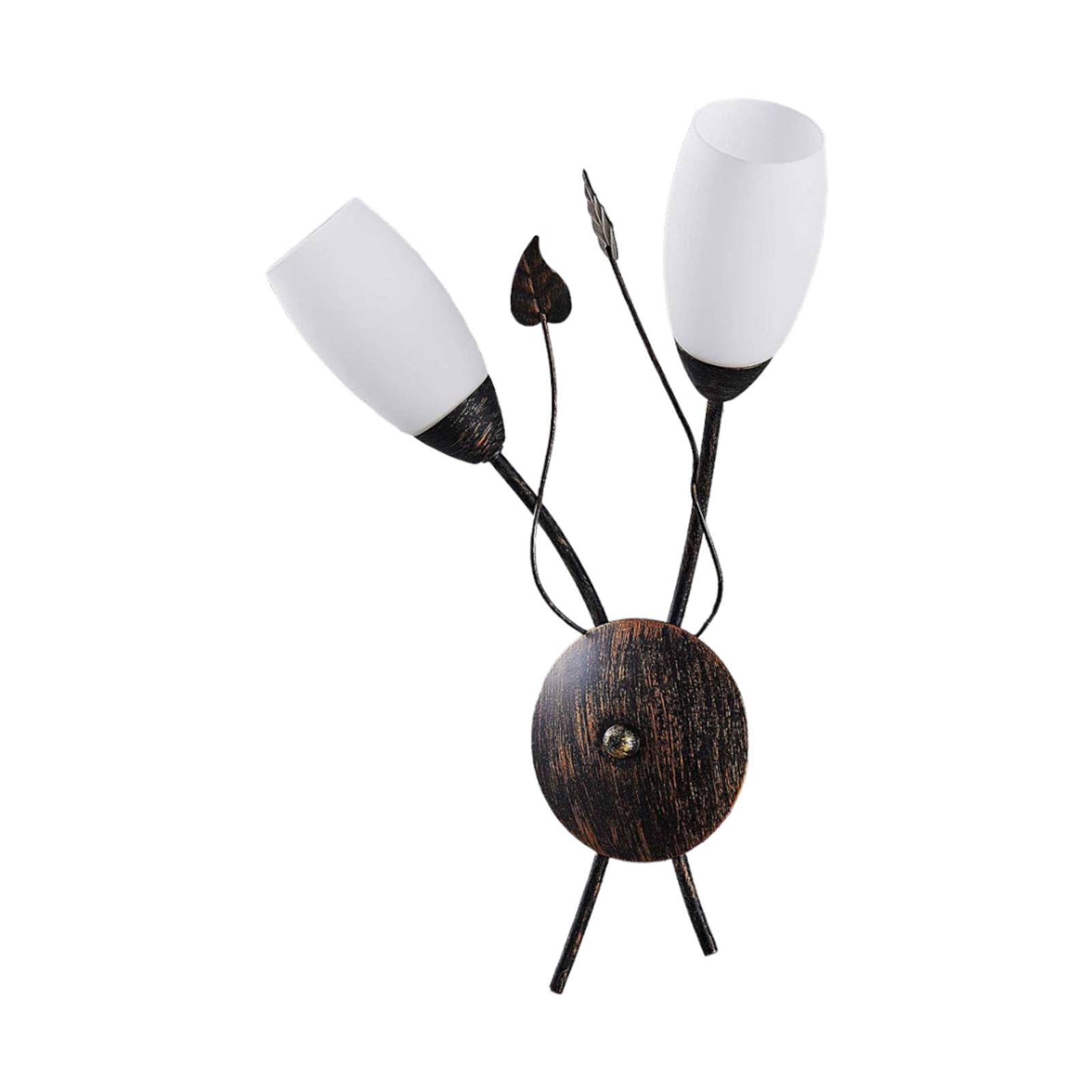 Lindby Wandleuchte Stefania, schwarz/gold, Glas, E14, 42,5cm günstig online kaufen