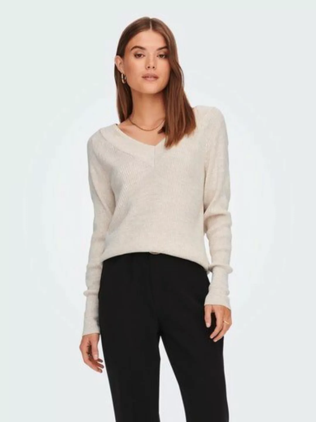 ONLY V-ausschnitt Strickpullover Damen Beige günstig online kaufen