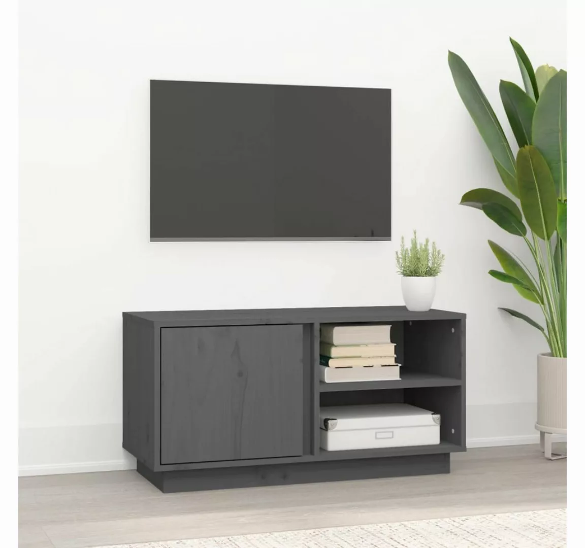 vidaXL TV-Schrank TV-Schrank Grau 80x35x40,5 cm Massivholz Kiefer günstig online kaufen